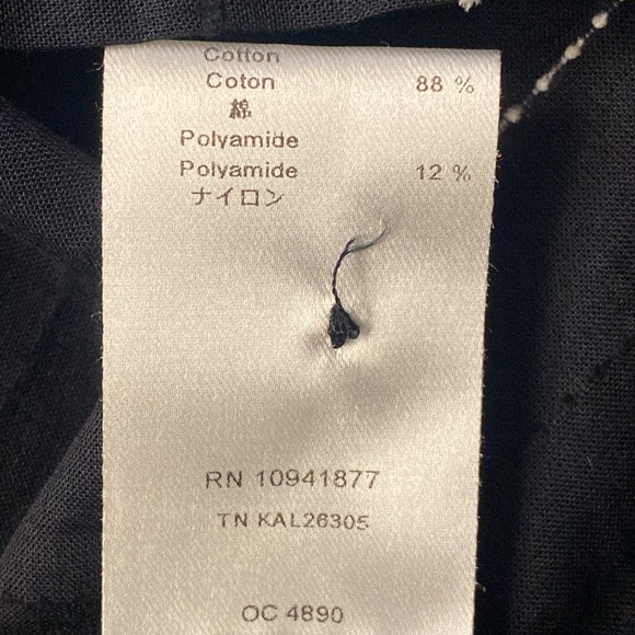 Anne Fontaine Ruffle Front Long Sleeve Blouse, Size 4/6 US Color Black/White - Picture 10 of 11